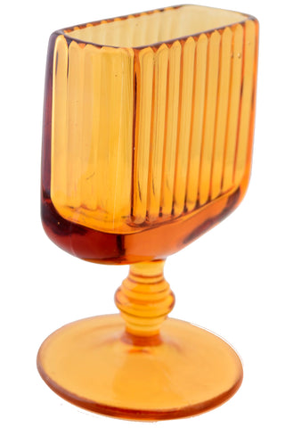 Vintage ridged Amber Glass Pedestal Card or Cigarette Holder