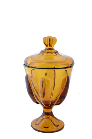 Viking Glass Vintage Amber Covered Candy Jar 1967