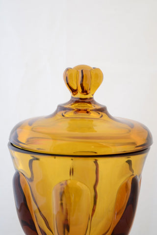 Viking Glass Vintage 1967 Amber Covered Candy Jar