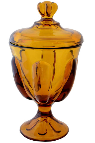 1967 Viking Glass Vintage Amber Covered Candy Jar