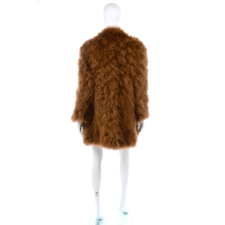 Andre Laud 1980's vintage brown ostrich feather coat