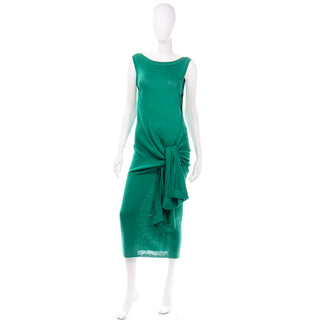 Angelo Tarlazzi vintage green stretch knit dress With Drape