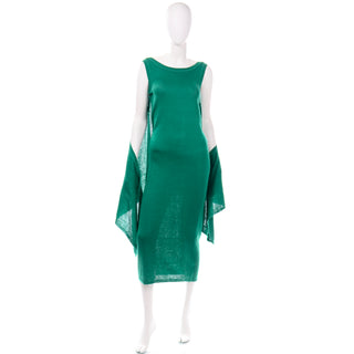 Angelo Tarlazzi vintage green stretch knit dress draped panel wrap
