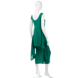 Angelo Tarlazzi vintage green stretch knit dress with drape panel