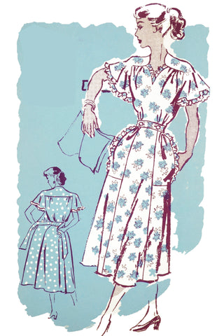 Uncut Vintage 1950s Anne Adams 4703 Ruffled Sleeve Dress Mail Order Pattern