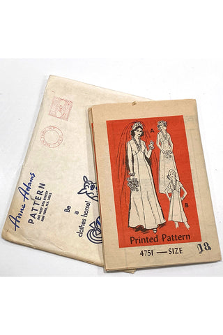Anne Adams 4751 Vintage Mail Order Wedding Or Maxi Dress Sewing Pattern