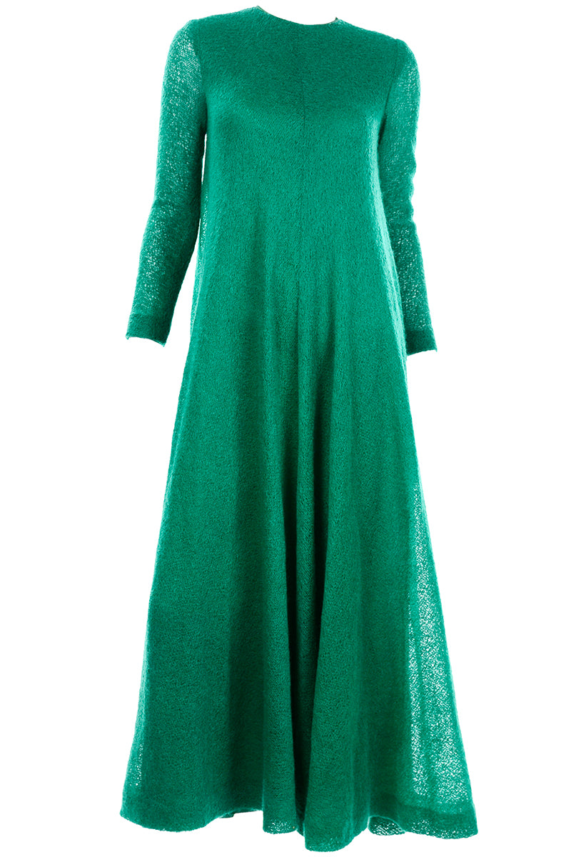 1969 Anne Fogarty Vintage Green Tent Style Knit Maxi Dress Modig 1969 Anne Fogarty Vintage Green Tent Style Knit Maxi Dress Modig