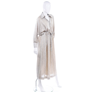 Anne Klein Silver Lurex Sparkle Vintage Evening Dress