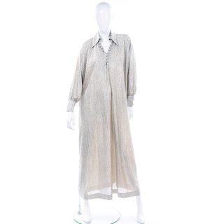 Anne Klein Silver Lurex Sparkle Vintage Dress 1970s