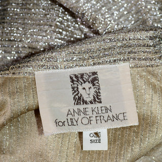 Anne Klein Lily of France 1970s Silver Lurex Sparkle Vintage Dress