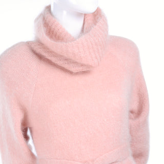 Large Cowl Neck Vintage Pink Mohair Sweater