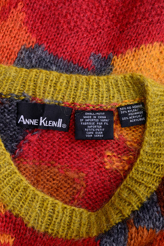 Mohair Oversized 1980s Anne Klein Vintage  Fall Leaf Print Sweater