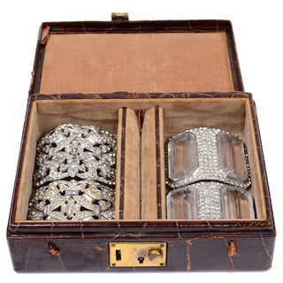 Saks Fifth Avenue 2 Pair of Antique Rhinestone & Crystal Fancy Shoe Buckles in Original Box