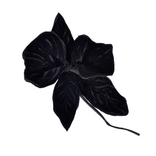 Armani Black Velvet Orchid Flower Brooch In Original Box
