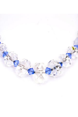 30's 1930s Vintage Blue Clear Crystal Necklace