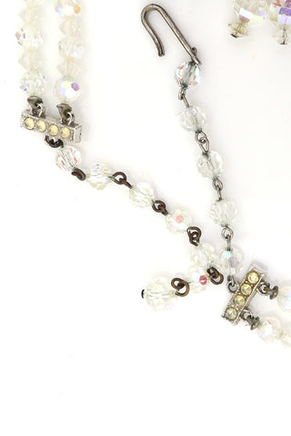 Vintage Crystal Necklace Earrings Demi Parure double Strand