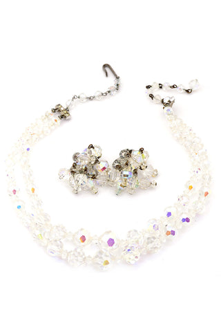 Vintage Crystal Necklace Earrings Demi Parure