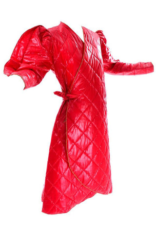 1980s Roedean Landeaux Avant Garde Vintage Red Quilted Coat