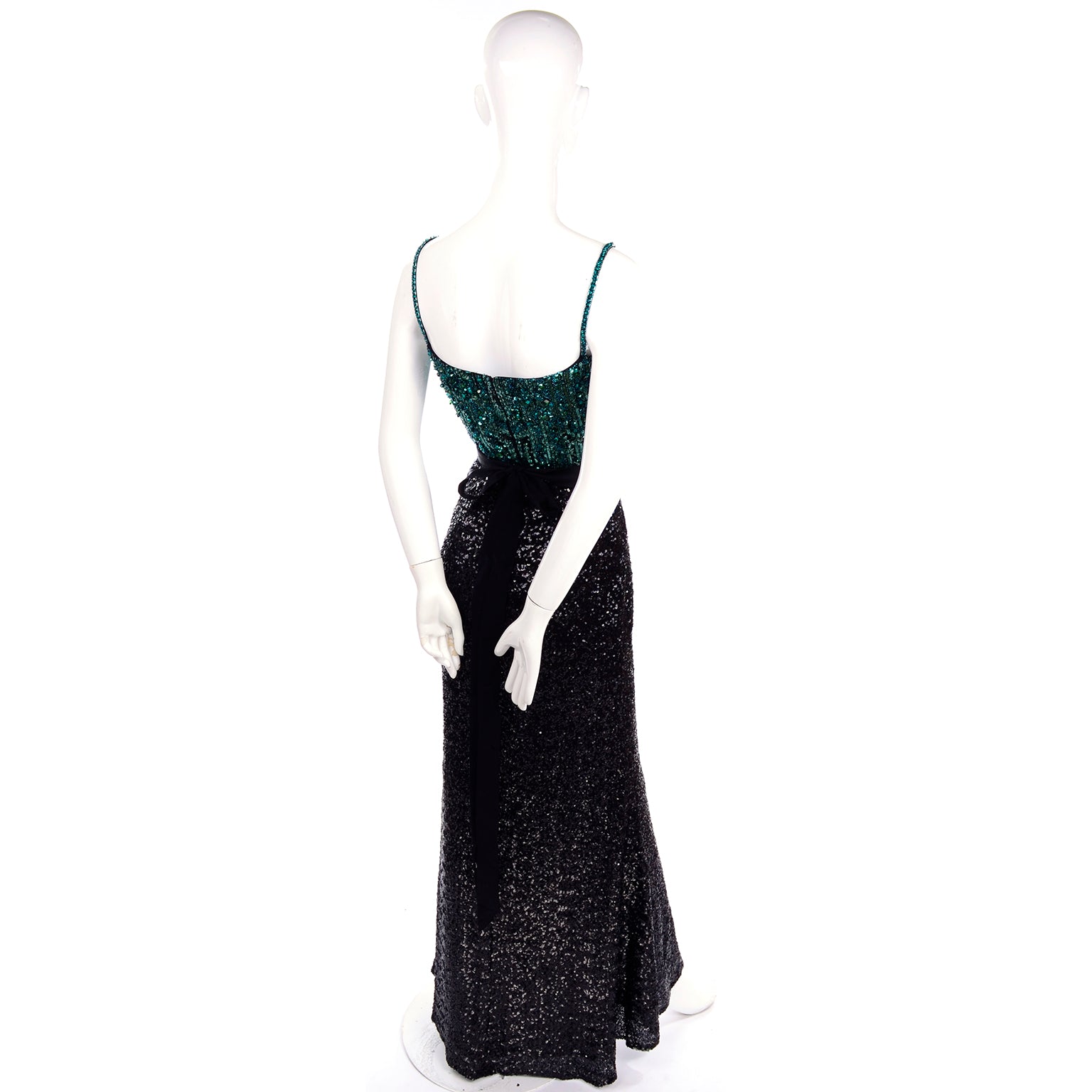 neiman marcus beaded dress Beaded Deep V-Neck Column Gown