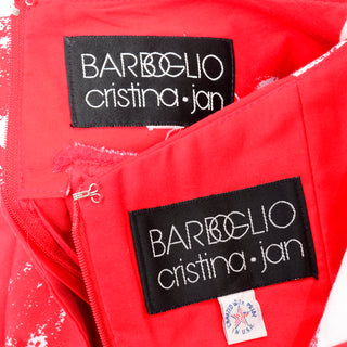 Vintage Barboglio Cristina Jan 2 Pc Strapless Peplum Dress in Red Floral Print usa