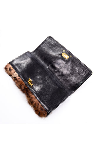 Be & D leopard Rabbit Fur Handbag leather lining