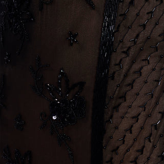 Silk Designer Vintage Black Beaded Evening Dress