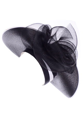 Bellini Italy Vintage Black and White Straw Statement Hat drama millinery