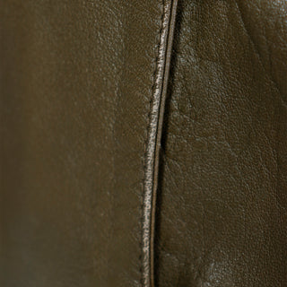 1990s Bergdorf Goodman Olive Green & Brown Leather Jacket