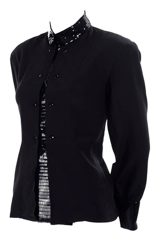 Bernard Perris black silk beaded blouse