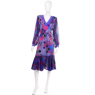 Vintage Bessi purple floral day dress