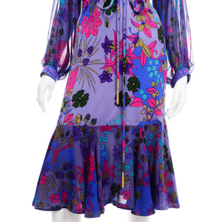 Purple Silk Bessi Dress with Tassel Belt