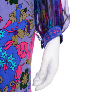 Bessi floral silk dress with sheer balloon sleeves