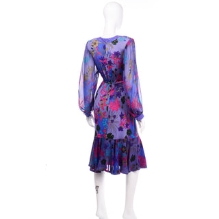 Bessi purple floral day dress with silk sleeves