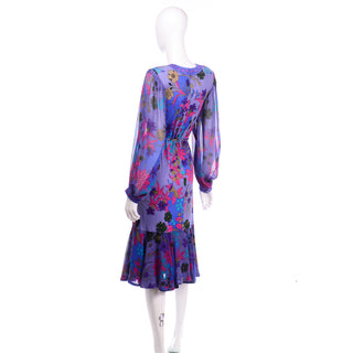 Bessi Purple vintage dress with ruffle hem
