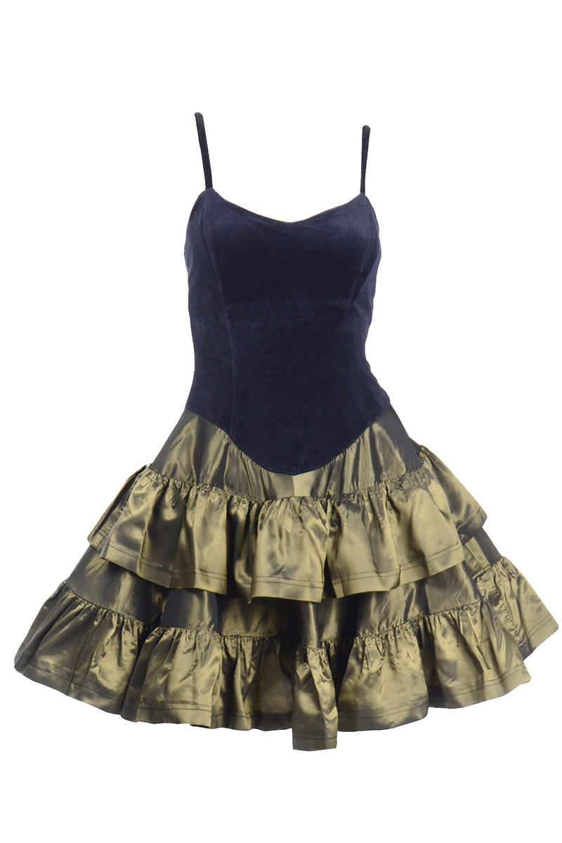 Betsey Johnson Vintage 1980s Rare Punk Label Green & Black Party Dress Modig Betsey Johnson Vintage 1980s Rare Punk Label Green & Black Party Dress Modig