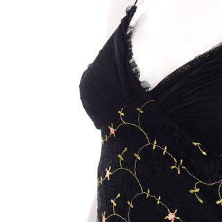 Vintage Betsey Johnson Black Lace & Tulle Embroidered Evening Dress Modig Vintage Betsey Johnson Black Lace & Tulle Embroidered Evening Dress Modig