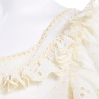 Bianchi Vintage Ivory Eyelet Boho Wedding Dress Ruffles