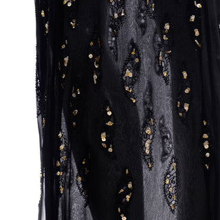 Bill Blass Vintage Silk Beaded Gold Sequins Long Sheer Evening Skirt