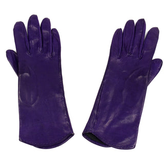 Vintage Bill Blass Purple Leather Silk Lined Gloves 7