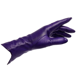 Vintage Bill Blass Purple Leather Silk Lined Gloves Grandoe