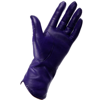 Vintage Bill Blass Purple Leather Silk Lined Gloves Size 7 Grandoe