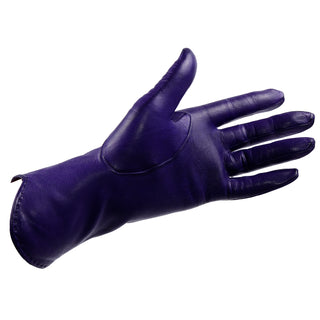 Vintage Bill Blass Purple Leather Silk Lined Size 7 Gloves