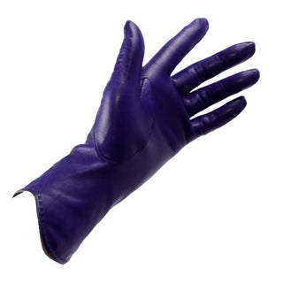 Vintage Bill Blass Purple Leather Silk Lined Gloves Grandoe Size 7