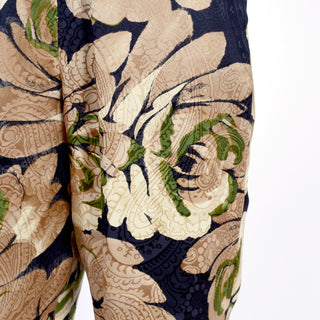 Large floral print on silk Bill Blass vintage pants