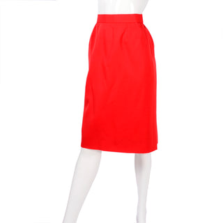 Bill Blass Red Orange wool skirt suit 1980's