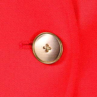 Bill Blass Red Orange wool skirt suit Blazer Button