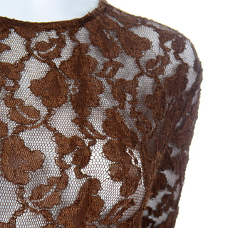 2 pc Bill Blass Vintage Brown Lace Evening Dress Bodysuit & Skirt