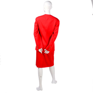 Bill Blass Red Orange wool vintage 1980's skirt suit