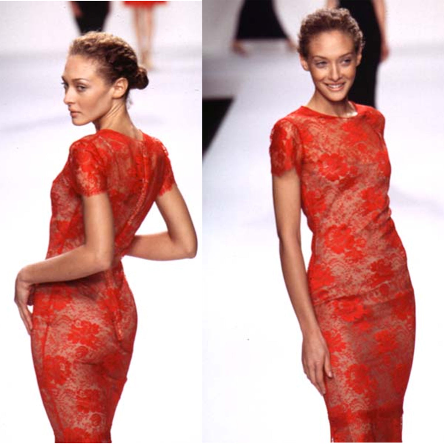 bill blass red dress Vintage 1980s Deadstock Bill Blass Collection 3 Red Dress w/ Beaded Straps