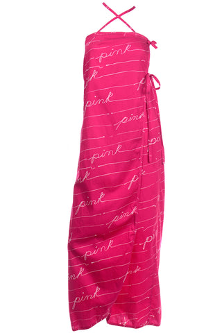 Hot Pink Bill Tice Vintage Maxi Dress With Crossover Straps
